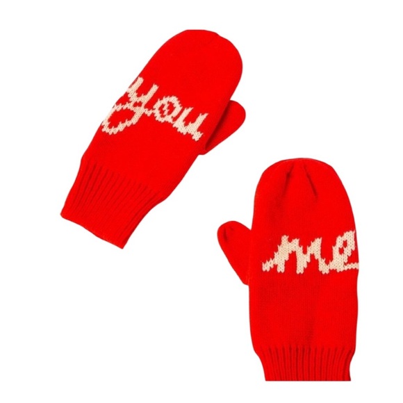 NWT Francesca’s Me and You Heart Knit Mittens Red - Picture 1 of 6